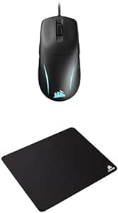 Corsair M75 Wired RGB Lightweight FPS Gaming Mouse MM100 Cloth Mouse Pad – 26,000 DPI – Swappable Side Buttons – High-Performance Mouse Pad Optimized for Gaming – Black