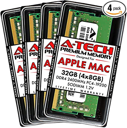 A-Tech 32GB (4x8GB) RAM for Apple iMac 2017 27 inch Retina 5K | DDR4 2400MHz SODIMM PC4-19200 1.2V 260-Pin SO-DIMM Memory Upgrade Kit