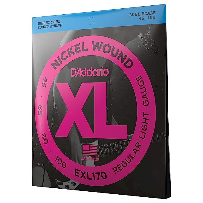 D'Addario EXL170 Nickel Wound Bass Guitar Strings, Light, 45-100, Long Scale