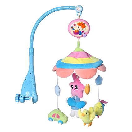Musical Mobile, YKS Baby Boy & Girl Bedding Rattle Toy Music Light Flash Bed Ring with Hanging Rotating