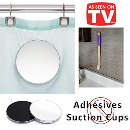 Magnic - 2 Piece Shower Mirror | Mounts on Shower Curtain | Free Magnic Bamboo Toothbrush with wall mount | As Seen On TV (Purple)