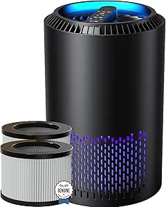 AROEVE Air Purifiers(Black) for Home with Three Air Filter(One Basic Version & Two Standard Version) For Smoke Pollen Dander Hair Smell In Bedroom Office Living Room and Kitchen