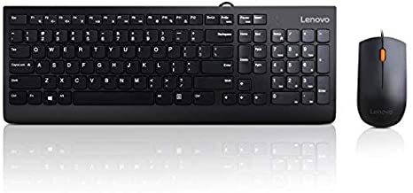 Lenovo 300 USB Combo, Full-Size Wired Keyboard & Mouse, Ergonomic, Left or Right Hand Mouse, Optical Mouse, GX30M39606, Black