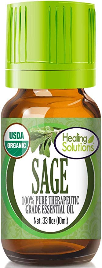Organic Sage Essential Oil (100% Pure - USDA Certified Organic) Best Therapeutic Grade Essential Oil - 10ml