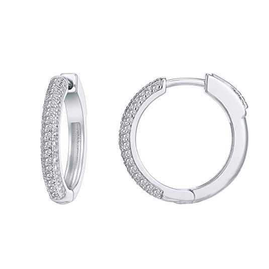 PAVOI 14K Gold Plated 925 Sterling Silver Cubic Zirconia Hoop Earrings