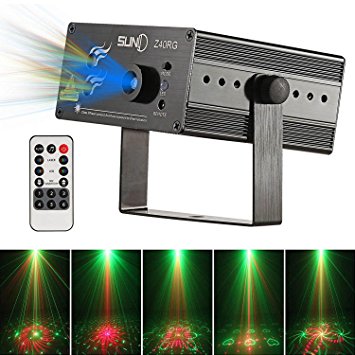 Laser Light Red Green 40 Patterns LED Projector DJ Gear Stage Lighting Show With Blue Auto Sound active Professional Disco DJs Birthday Family Party Clubs and Wedding