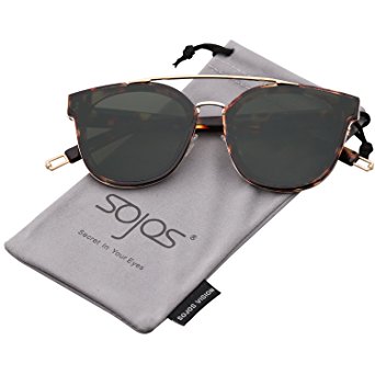 SojoS Classic Sunglasses for Women Men Metal Frame Mirrored Lens SJ2038 SJ1008