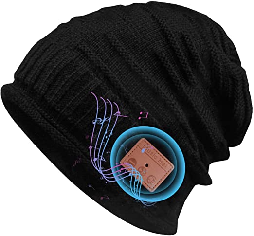 Sminiker Bluetooth Beanie Hat Winter Music Hat Hands-Free Headphones Beanie Washable Bluetooth Headphone Hat with Color Box Packaging for Men &Women Black