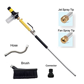 Windaze Garden Hose Nozzles,High Pressure Power Washer Spray Nozzle,Multifunctional Portable Water foam-Water With Shampoo Sprayer And Brush