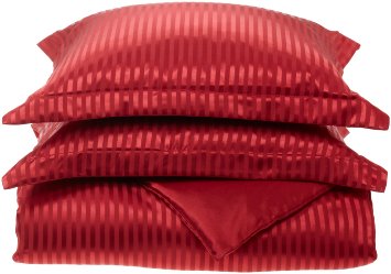 Divatex Home Fashions Royal Opulence Woven Satin Stripe King Duvet Mini Set, Red