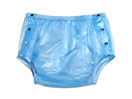 Haian Adult Incontinence Snap-on Plastic Pants Color Transparent Blue (X-Large)