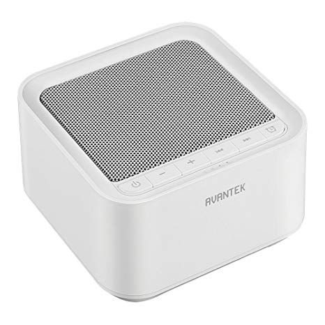 AVANTEK Sleep White Noise Machine, 20 Soothing Natural Sounds Therapy for Baby, Office, Relaxation, 7 Timer Settings, USB Powered (White)