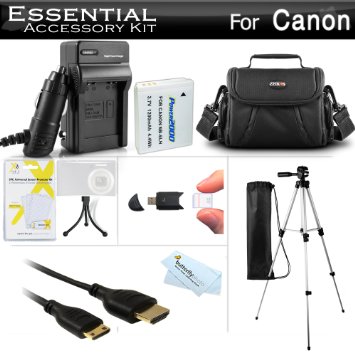 Essential Accessories Kit For Canon PowerShot SX500 IS, SX510 HS, SX520 HS, SX530 HS, SX540 HS Digital Camera Includes Replacement NB-6L Battery   A/Dc Charger   Mini HDMI Cable   Case   Tripod   More