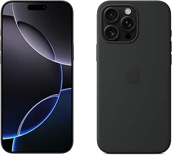 Apple iPhone 16 Pro Max 1 TB - Titan Schwarz   Silikon Case mit MagSafe – Schwarz