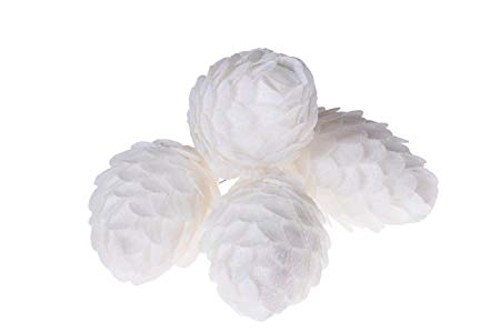 Clever Creations White Pinecone Christmas Ornament Set Beautiful White Sparkled Fabric | 4 Pack | Festive Holiday Décor | Traditional Pine Cone Design | Lightweight | Hangers Included | 85mm