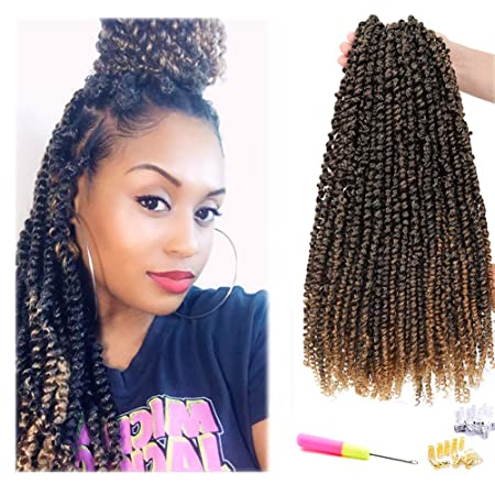 8 Packs Pre-twisted Passion Twist Crochet Hair Pre-looped Water Wave Crochet Braids Hair for Passion Twist Hair Bohemian Synthetic Braiding Hair (18 inch 8 Pcs, T1B27)