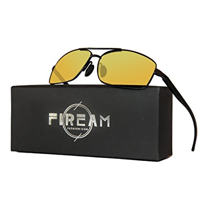 Mens Womens Classic Retro Polarized Sunglasses Metal Frame Day&Night 100% UV400 Protection Rectangular Driving Sun Glasses for Men&Women