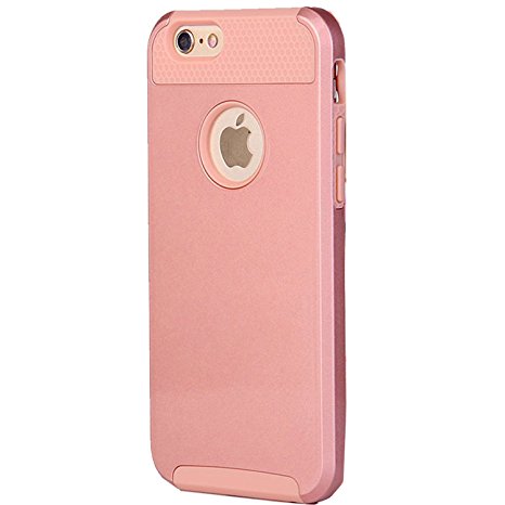iPhone 6 Plus Case, Lumsing Protective Hard Soft Rubber Hybrid Shockproof Impact Rugged Armor Defender Case Protective Cover for Apple iPhone 6 Plus (5.5 inch Screen) 2 in 1/Rose Gold)