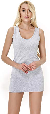 Moxeay Womens Extra Long Stretch Cotton Tank Top