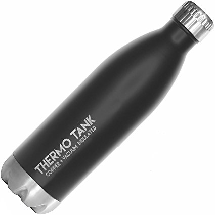 Thermo Tank Insulated Stainless Steel Water Bottle - Ice Cold 36 Hours! Vacuum   Copper Technology - 25 Ounce