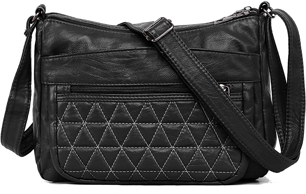 Women Crossbody Bag Pocketbooks Soft Faux Leather Purses and Handbags Lightweight Multi Pocket Shoulder Bag