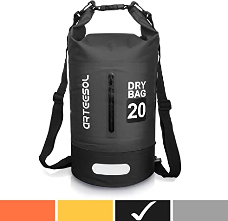 arteesol Waterproof Bag 5L/10L/20L/30L Dry Bag Rucksack with Double Shoulder Strap Backpack for Swimming Kayaking Boating Fishing Traveling Cycling Beach-[7 Colors]