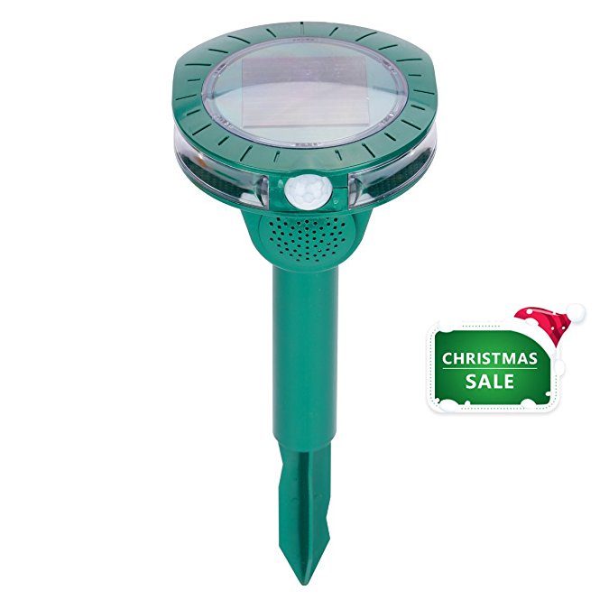Sonic Animal Repeller with Flashing LED Lights, Kacat Solar Pest Repellent with PIR Sensor for Farm Yard Garden