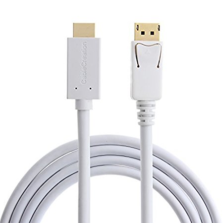 CableCreation Gold Plated DP1.2 DisplayPort to HDMI Adapter Cable, DP to HDMI Male Cable, 4K X 2K & 3D Audio/Video Converter,White Color 6ft/1.8M