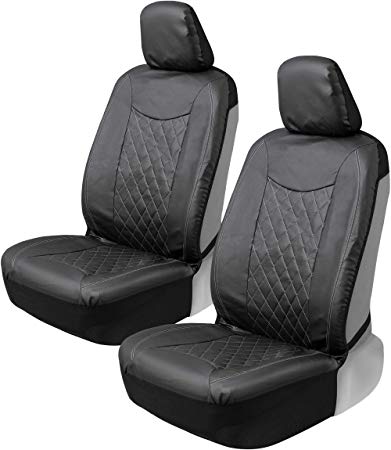 Motor Trend M244 Cross-Stitch PU Leather Quilted Crossstitch Car Seat Covers for Auto Truck Van SUV-Performance Protector