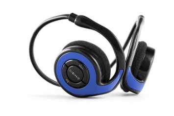 Opteka BTX-3 Wireless Bluetooth 40 Sport Jogging Foldable Headphones with Built-in Mic and 6 Hour Battery Blue