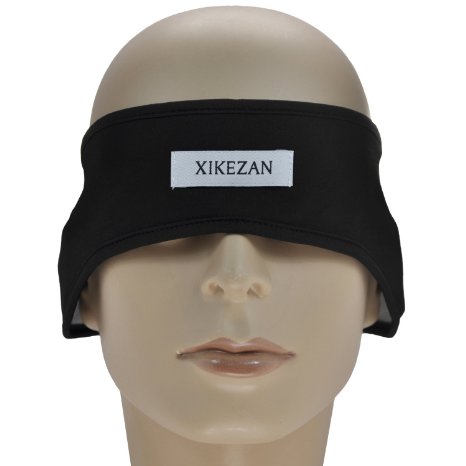 XIKEZAN Upgraded Sleep Headphones Most Comfortable Ultra Thin Lycra Music Headband Eye Mask Headphone for Air Travel, Sports, Relaxation, Meditation, Insomnia Thin-Black