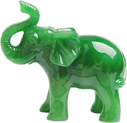 1 pcs Jade Green Feng Shui Wealth Lucky Elephant Statues Figurine Home Decor Gift