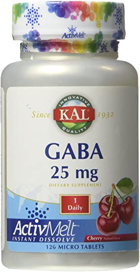 Kal 25 Mg GABA Cherry Tablets, 120 Count