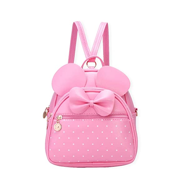 Alice Fashion Women round Ear Backpack Waterproof Anti-theft Lightweight PU Leather Shoulder Diagonal Bag Travel Ladies Purse(baby)