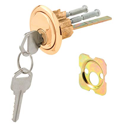 Defender Security U 9965 Rim Cylinder Lock Kwikset/Weiser with Brass Face and Diecast Housing