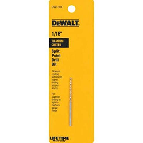 DEWALT DW1304 1/16-Inch Titanium Split Point Twist Drill Bit