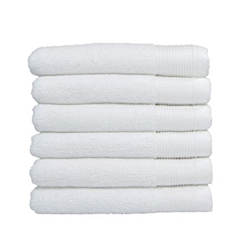Kimitech Hand Towels(6 Pack 3117 inches) Pure Cotton Washcloths Highly Absorbent Extra Soft for Face,Hand,Gym&Spa(White) (White)