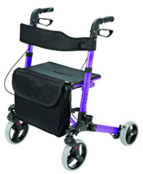 4 Wheel Rollator Walker with Seat - Medical Walker for Seniors, Euro Style Rollator, Compact Folding Walker, Lightweight Aluminum Walker, Purple
