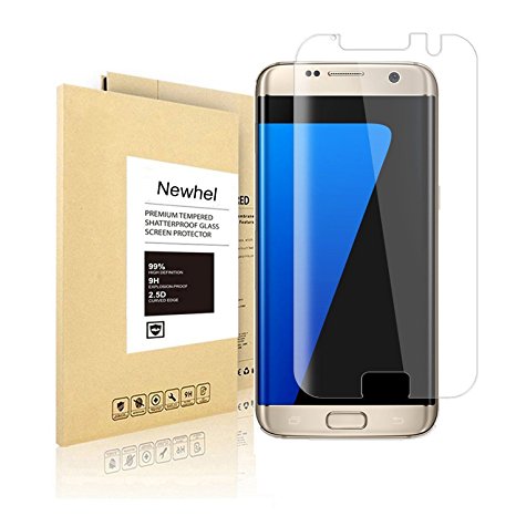 Galaxy S7 Edge Tempered Glass Screen Protector[ Bubble Free] , Newhel HD Screen Protector For S7 Edge [9H Hardness] [Anti-Fingerprint] [Scratch Proof] Screen Protector for Samsung Galaxy S7edge