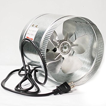 iPower GLFANXBOOSTER8 Inline Duct Booster Fan with Cord, 8-Inch Diameter, 420 CFM; 110/120V; 42 Watt, Extra-long 5.5' Grounded Power Cord, All Vent Use