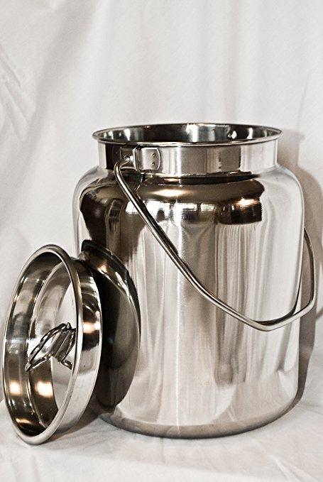 10 Qt Stainless Steel Milk Can Tote. Solid & Seamless, Easy Carry