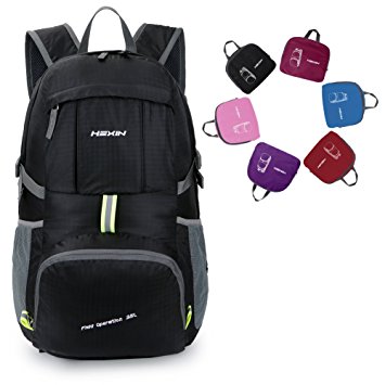 HEXIN Lightweight Packable Durable Water Resistance Travel Backing Daypack for Men Women