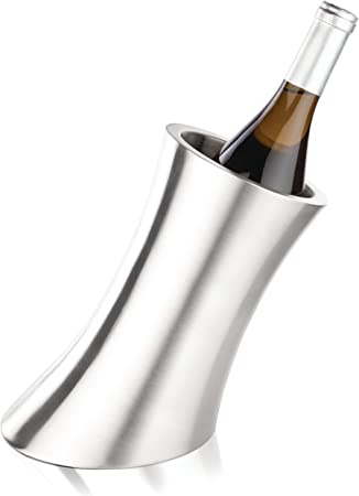 Viski Convex Wine Chiller, Double Walled Insulated Wine Bottle Holder, Stainless Steel Wine Accessory