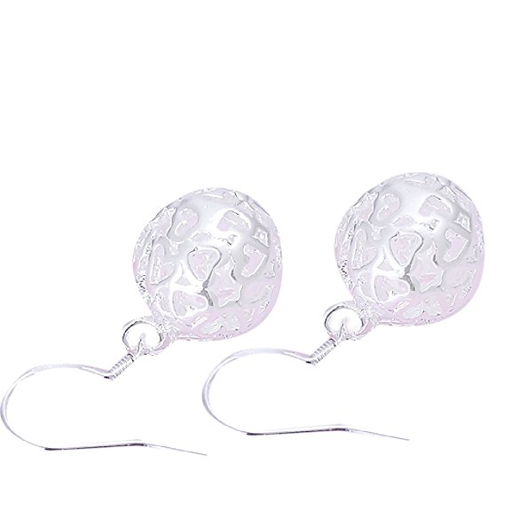 CY-Buity Korean Style Small Hollow Ball Shape 925 Silver Plated Earring Ear Drop for Girls
