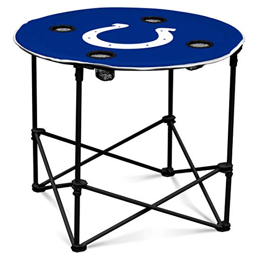 Collegiate Collapsible Round Table with 4 Cup Holders and Carry Bag
