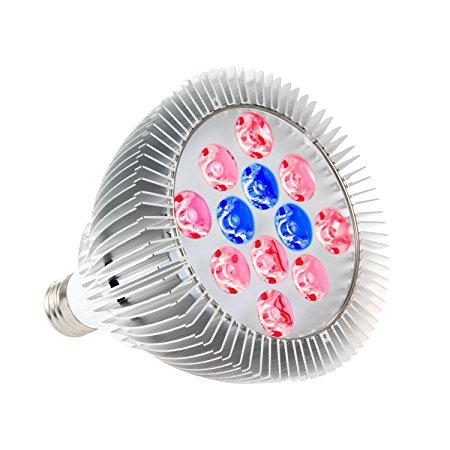 OxyLED E27 LED Grow Light, 24W 12 LEDs Hydroponic Plant Grow Lights Bulb for Garden Greenhouses, Perfect Grow Lights for Indoor Plants (3 Blue & 9 Red)