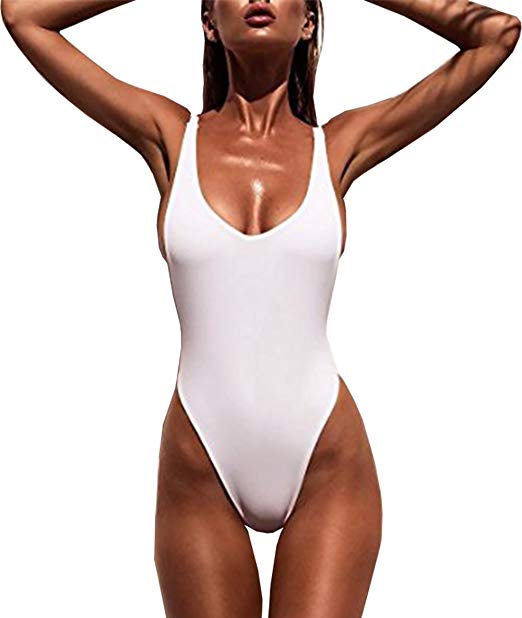 PRETTYGARDEN Women's One Piece Halter Straps U Neck Backness Swimsuits Monikini Bathing Suit