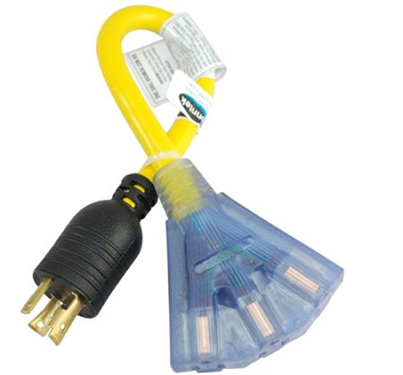 Conntek 1.5-Feet 30-Amp Tri-Outlet Cord, 30-Amp Locking L5-30P Plug to Tri-Female (3*5-15R)