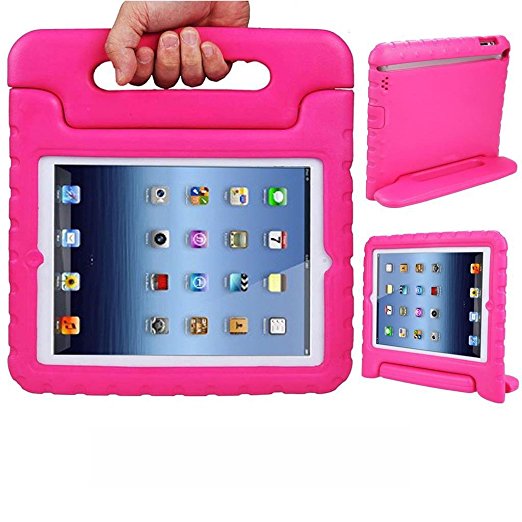 iPad 2 Case, iPad 3 Case, iPad 4 Case, TabPow [Kids Case] - [Shockproof][Drop Protection][Heavy Duty] Kids Children EVA Case Cover with Carrying Handle Stand For iPad 2/3/4 (Hot Pink)
