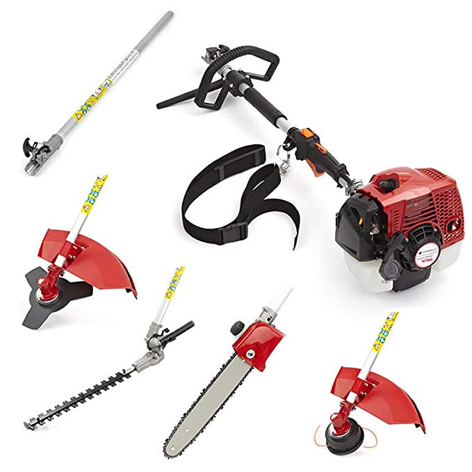 NEW TRUESHOPPING® 68CC 'TOTAL GARDENERX5PRO' PROFESSIONAL PETROL LONG REACH MULTI FUNCTION 5 IN 1 GARDEN POWER TOOL INCLUDING: HEDGE TRIMMER, BRUSHCUTTER, CHAINSAW PRUNER & FREE EXTENSION POLE 2-STROKE 3KW 4HP